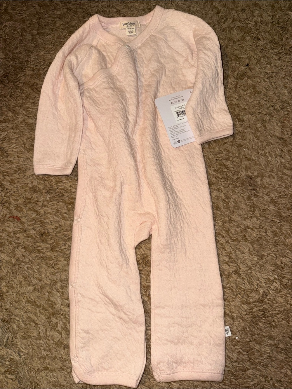 Burt's Bees Baby Light Pink Organic Cotton Footie